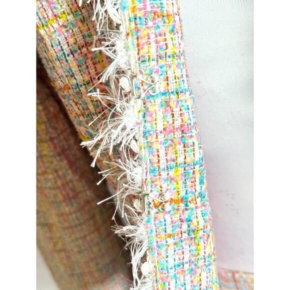 Vintage Newport News Sz 12 Pastel Tweed 2 Pc Suit Fringe Y2K Legally Blonde - Picture 10 of 16
